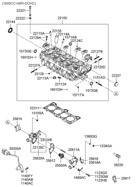 2012 Hyundai Genesis Coupe Pipe-Spark Plug Hole Diagram for 2213526011