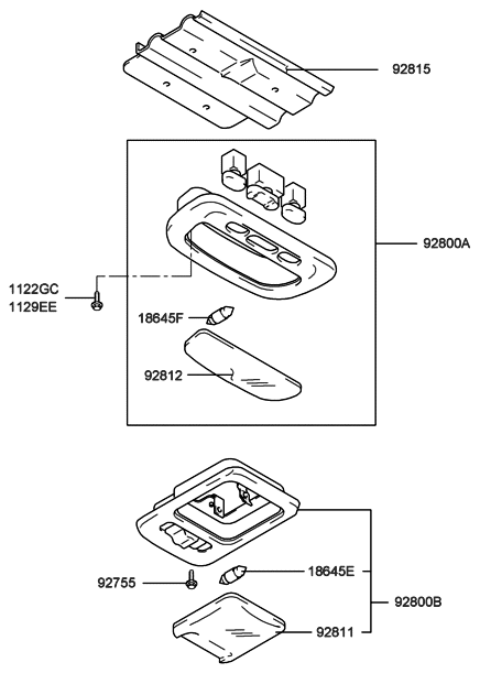 2016 Hyundai Genesis Coupe Bracket-Room Lamp Mounting Diagram for 9281025000