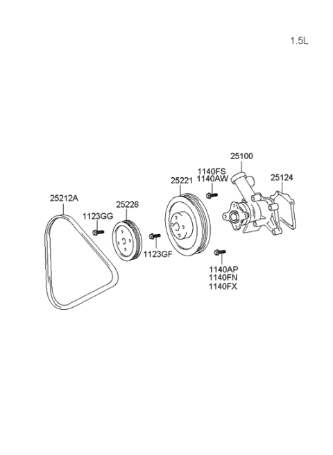 2022 Hyundai Palisade Gasket-Water Pump Diagram for 2512422000