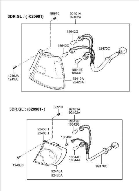 2008 Hyundai Genesis Coupe  Rear Combination Holder & Wiring Diagram for 9249025000