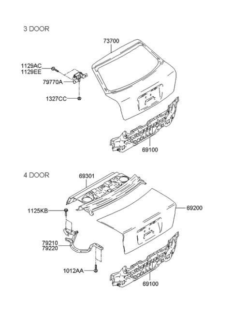 2013 Hyundai Genesis Coupe Hinge Assembly-Tail Gate Diagram for 7977025200