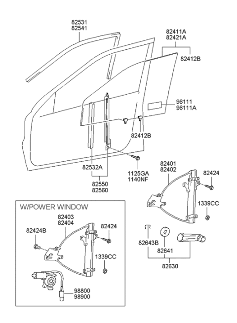2013 Hyundai Genesis Coupe  Glass-Front Door Window, RH Diagram for 8242025000