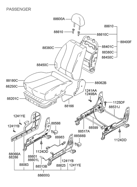2008 Hyundai Genesis Coupe Pad Assembly-Front Seat Cushion Passenge Diagram for 8825025000