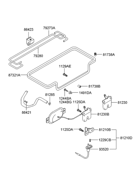 2012 Hyundai Genesis Coupe  Holder-Trunk Lid Torsion Bar Diagram for 8642329011