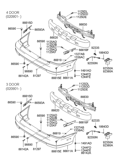 2011 Hyundai Genesis Coupe  Absorber-Rear Bumper Energy Diagram for 8662025050