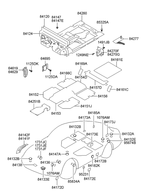 2010 Hyundai Genesis Coupe  Silencer-Side Sill Inner, Front Diagram for 9523037000