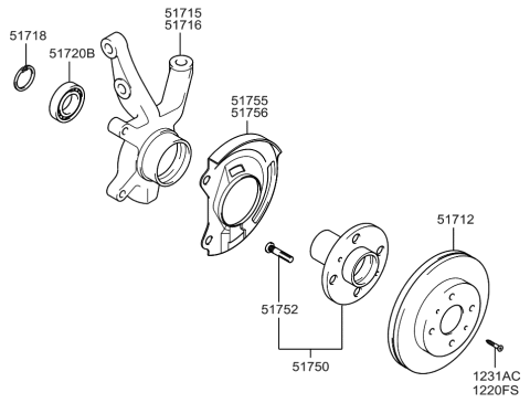 2012 Hyundai Genesis Coupe  Front Wheel Hub Assembly Diagram for 5175025000