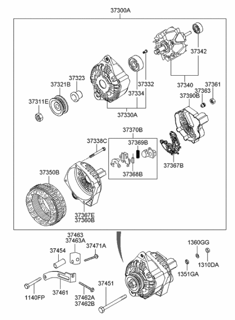 2012 Hyundai Genesis Coupe  Bearing-Front Diagram for 3733437400
