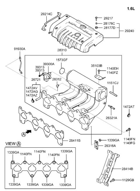 2022 Hyundai Palisade Clip-Hose Diagram for 1472013003