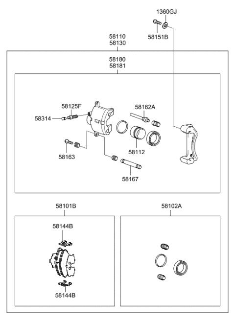 2010 Hyundai Genesis Coupe  Brake Assembly-Front, LH Diagram for 5811025000