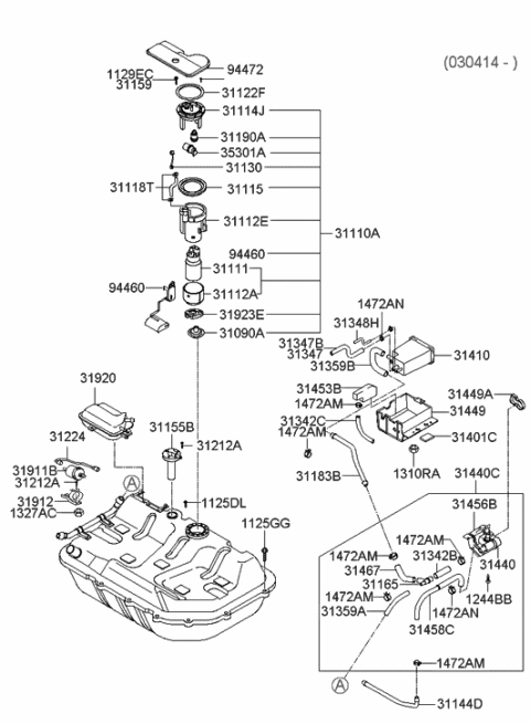 2010 Hyundai Genesis Coupe  Clip-Fuel Filter Diagram for 3111228350