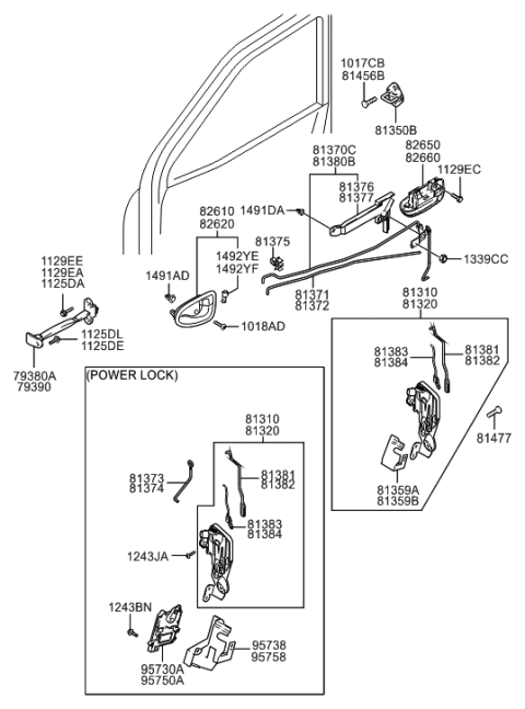 2008 Hyundai Genesis Coupe  ACTUATOR Assembly-Front Door Locking Diagram for 9573625000