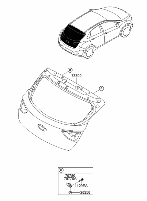 2007 Hyundai Tiburon Panel Assembly-Tail Gate Diagram for 73700A5000