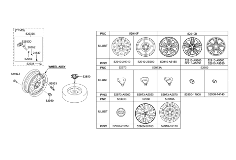 2008 Hyundai Tiburon  Nut-Hub Diagram for 529503Y000