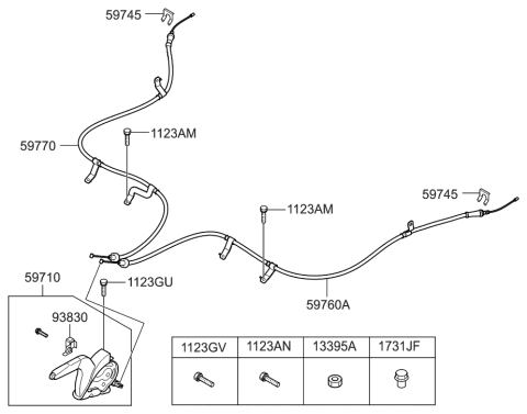 2007 Hyundai Tiburon Cable Assembly-Parking Brake, LH Diagram for 59760A5300
