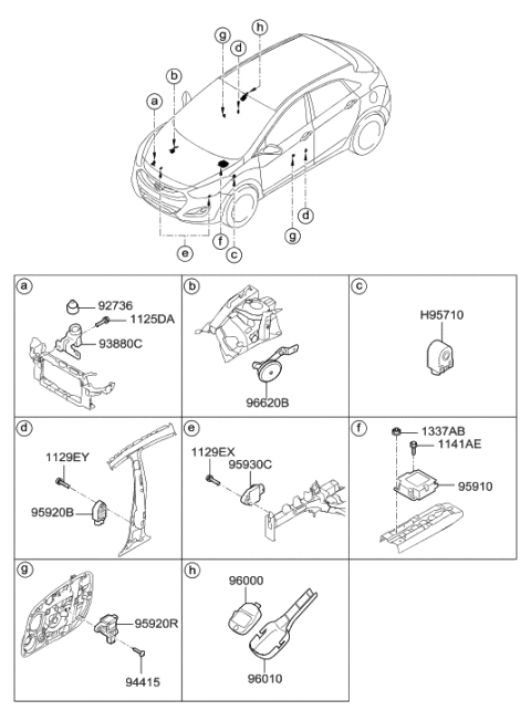 2008 Hyundai Tiburon Cover-Rain Sensor Diagram for 960101H300