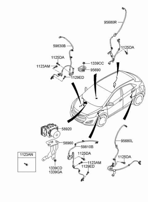 2007 Hyundai Tiburon  Bracket-Hydraulic Module Diagram for 589603X610