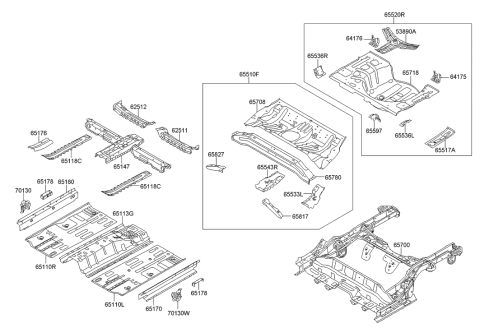2007 Hyundai Tiburon Panel Assembly-Rear Floor Front Complete Diagram for 65510A5010