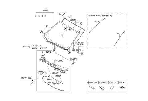 2008 Hyundai Tiburon  Cover Assembly-Cowl Top Side, RH Diagram for 86154A5000