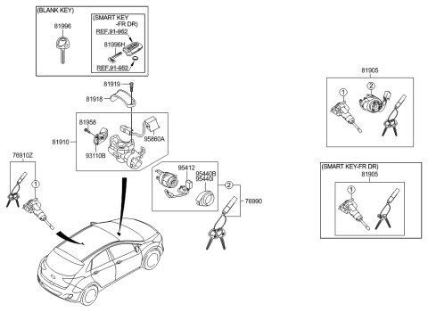 2008 Hyundai Tiburon  Blanking Pic Key Diagram for 819961R020