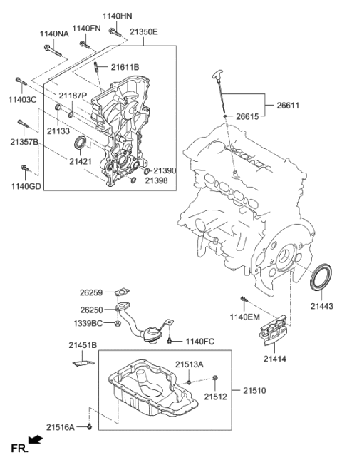 2007 Hyundai Tiburon  Seal-Oil Diagram for 214212E000