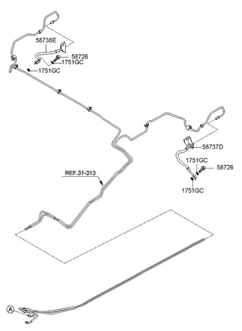 2007 Hyundai Tiburon Hose-Brake Rear, LH Diagram for 58737A5400