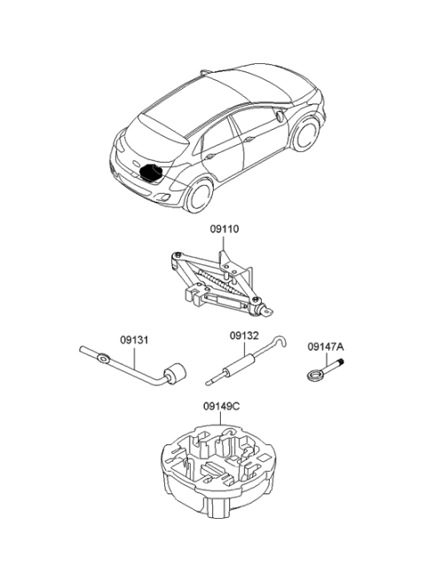 2008 Hyundai Tiburon  Case-Tool Diagram for 09149A5000