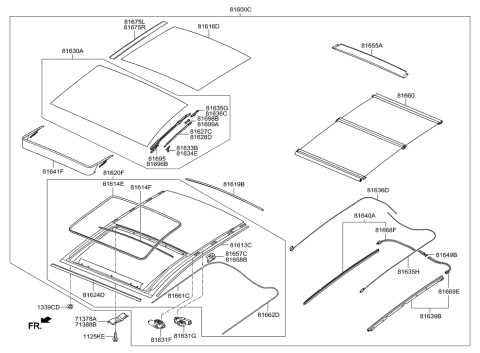 2008 Hyundai Tiburon  Bracket-Panoramaroof Mounting, RH Diagram for 71388A5000