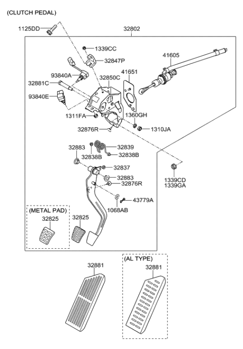 2008 Hyundai Tiburon  Clutch Master/Cylinder & Hose Diagram for 416053X100