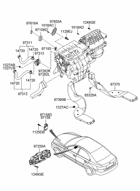 2010 Hyundai Genesis  Duct-Rear Heating, LH Diagram for 973603K000