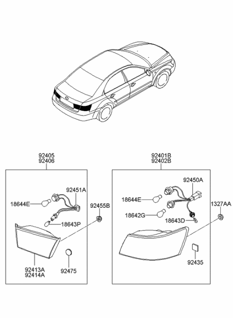 2010 Hyundai Genesis Lamp Assembly-Rear Combination Inside, RH Diagram for 924043K000