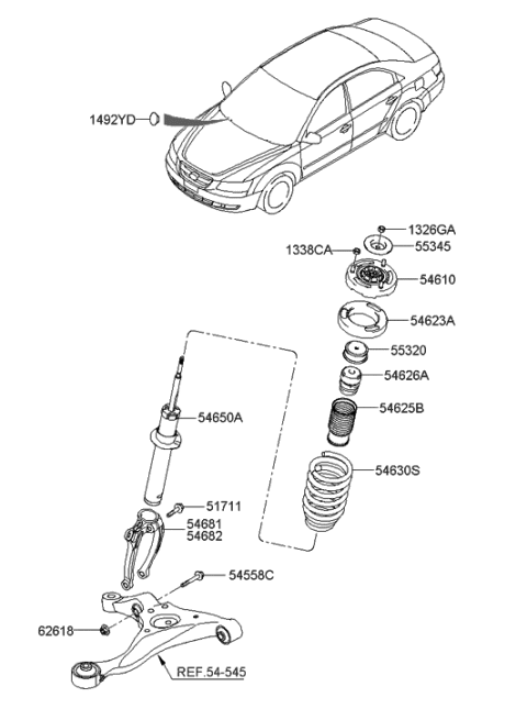 2010 Hyundai Genesis  Insulator Assembly-Strut Diagram for 546303K000
