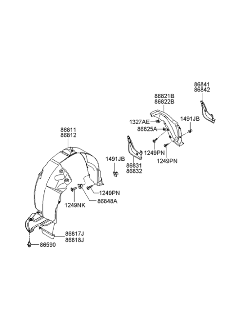 2010 Hyundai Genesis  Deflector-Front Wheel, RH Diagram for 868183K000