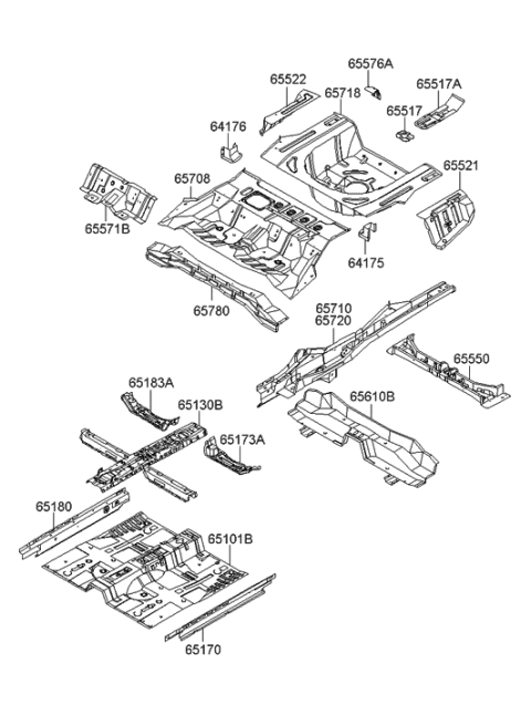 2010 Hyundai Genesis Member Assembly-Rear Floor Side, LH Diagram for 657103K200
