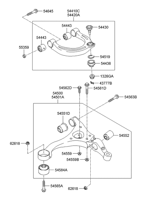 2010 Hyundai Genesis Arm Assembly-Front Upper, LH Diagram for 544103K000