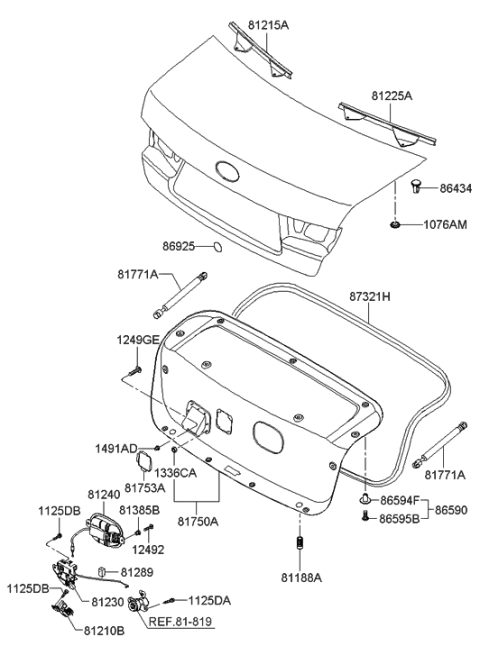 2010 Hyundai Genesis  Cover-TAILGATE Trim Panel BLANKING Diagram for 817533K000