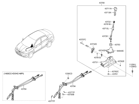 1988 Hyundai Sonata Knob-GEARSHIFT Lever Diagram for 43711A5200