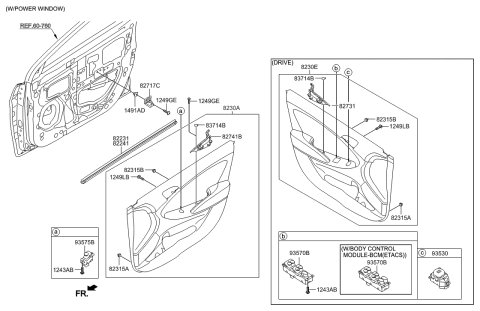 1989 Hyundai Sonata  Weatherstrip-Front Door Belt Inside RH Diagram for 822411R0004X