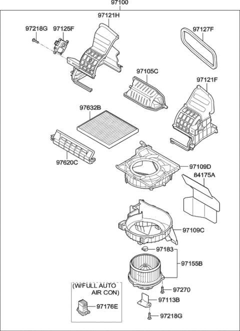 1989 Hyundai Sonata  Case-Blower, Lower Diagram for 971121R100