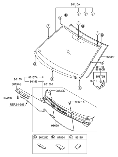1990 Hyundai Sonata Garnish Assembly-Delta RH Diagram for 861901R000