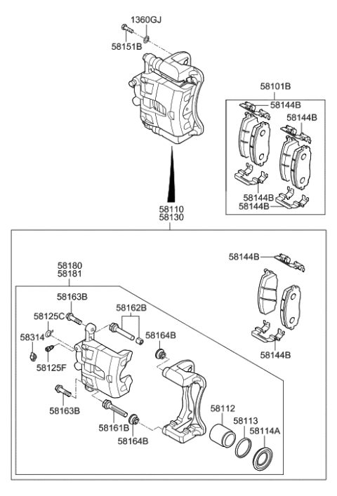 1989 Hyundai Sonata Piston-Front Disc Brake Diagram for 5811228300