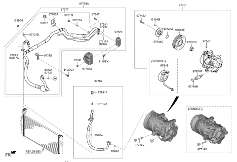 1994 Hyundai Scoupe  Clip-Aircon Cooler Line Diagram for 977853Z100