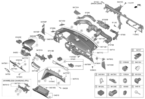 2019 Hyundai Ioniq  Bumper-Glove Box Diagram for 845442L100