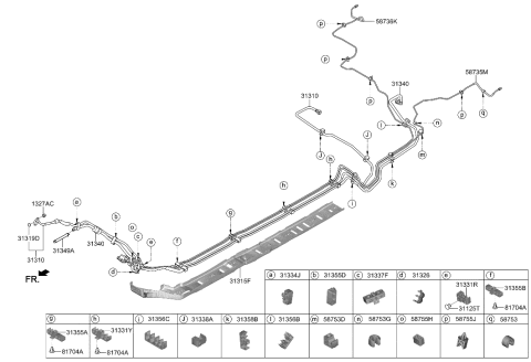 1993 Hyundai Scoupe  Clip-Fuel Hose Diagram for 31338F2000