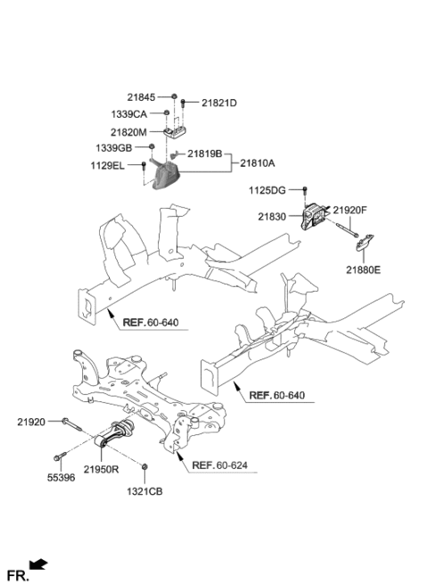 2019 Hyundai Ioniq  Engine Support Bracket Assembly Diagram for 216702B100