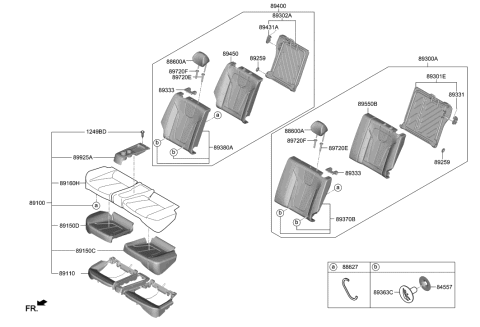 1994 Hyundai Scoupe Pad Assembly-Rear Seat Back, RH Diagram for 89450J3000