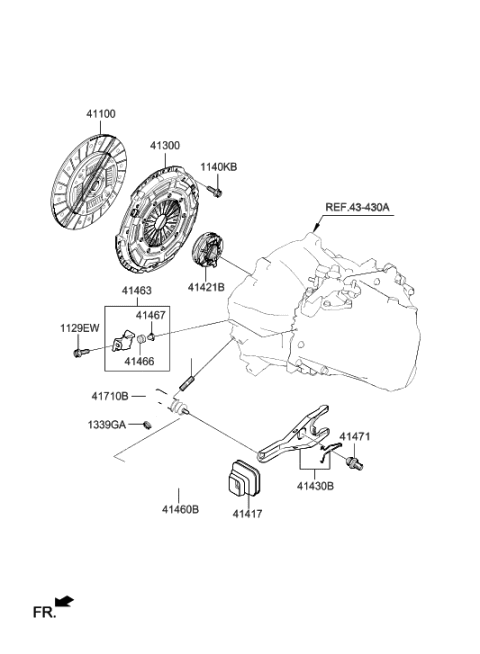 1994 Hyundai Scoupe  Cylinder Assembly-Clutch Release Diagram for 4171023035