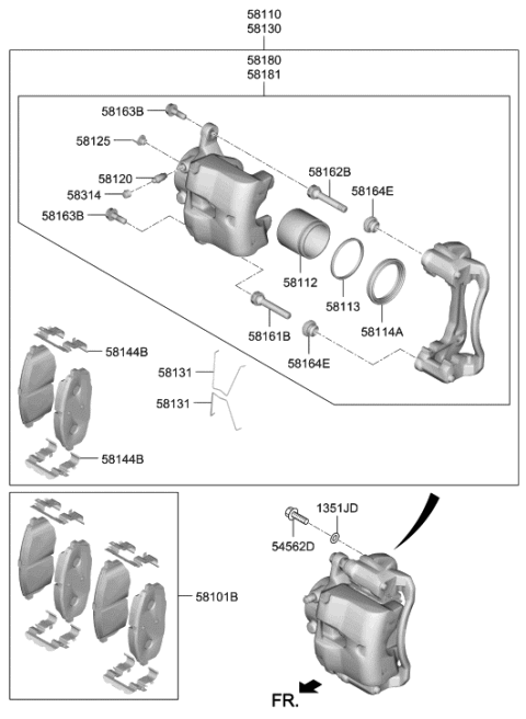 2019 Hyundai Ioniq Brake Assembly-Front, RH Diagram for 58130J3000
