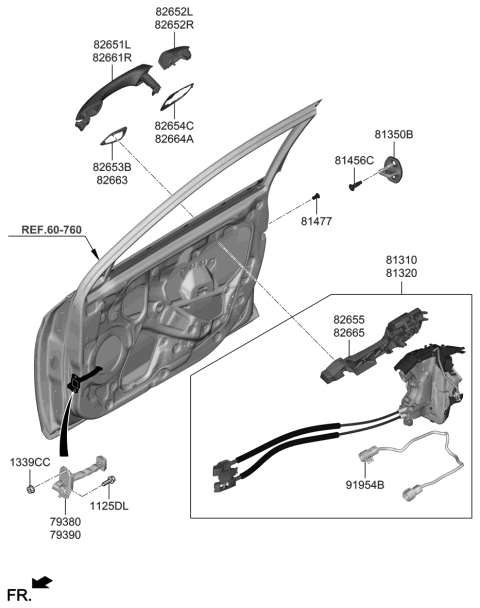 1994 Hyundai Scoupe Latch Assembly-Front Door, RH Diagram for 81320J3020