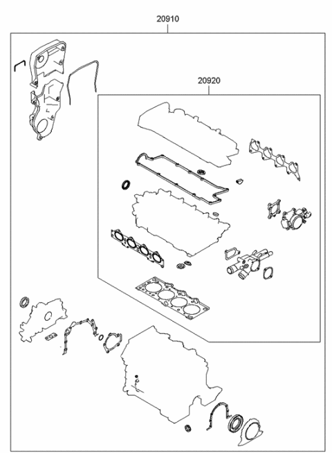 2005 Hyundai Accent  Gasket Kit-Engine Overhaul Diagram for 2091023C20